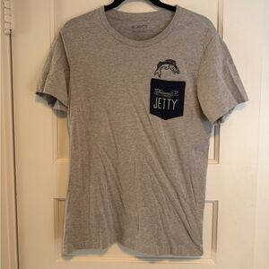 Jetty Gray Men's Fish T-Shirt with Pocket